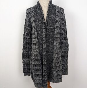 Cynthia Rowley Large Grey Wool Alpaca Blend Long Cardigan